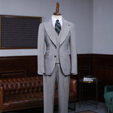 Uriah Trendy Gray Plaid Three Pieces Slim Fit Men’s Business Suit